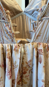 Rose Print Ruffled Gown