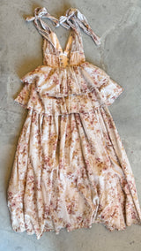 Rose Print Ruffled Gown