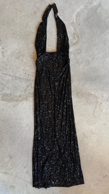 Black Sequin Midi Dress
