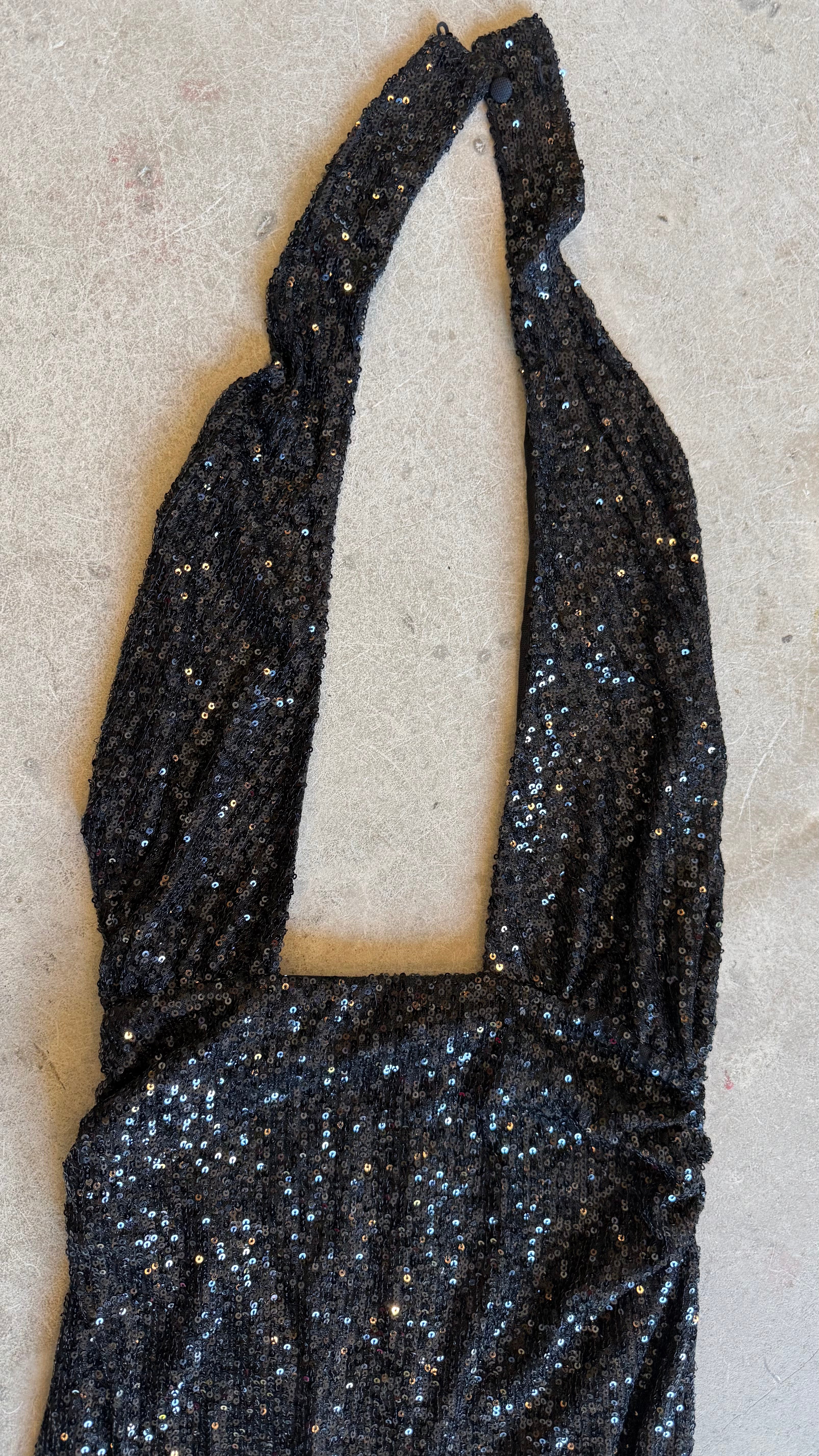 Black Sequin Midi Dress