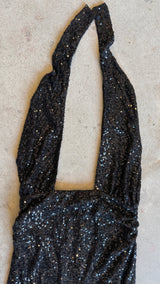 Black Sequin Midi Dress