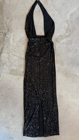 Black Sequin Midi Dress