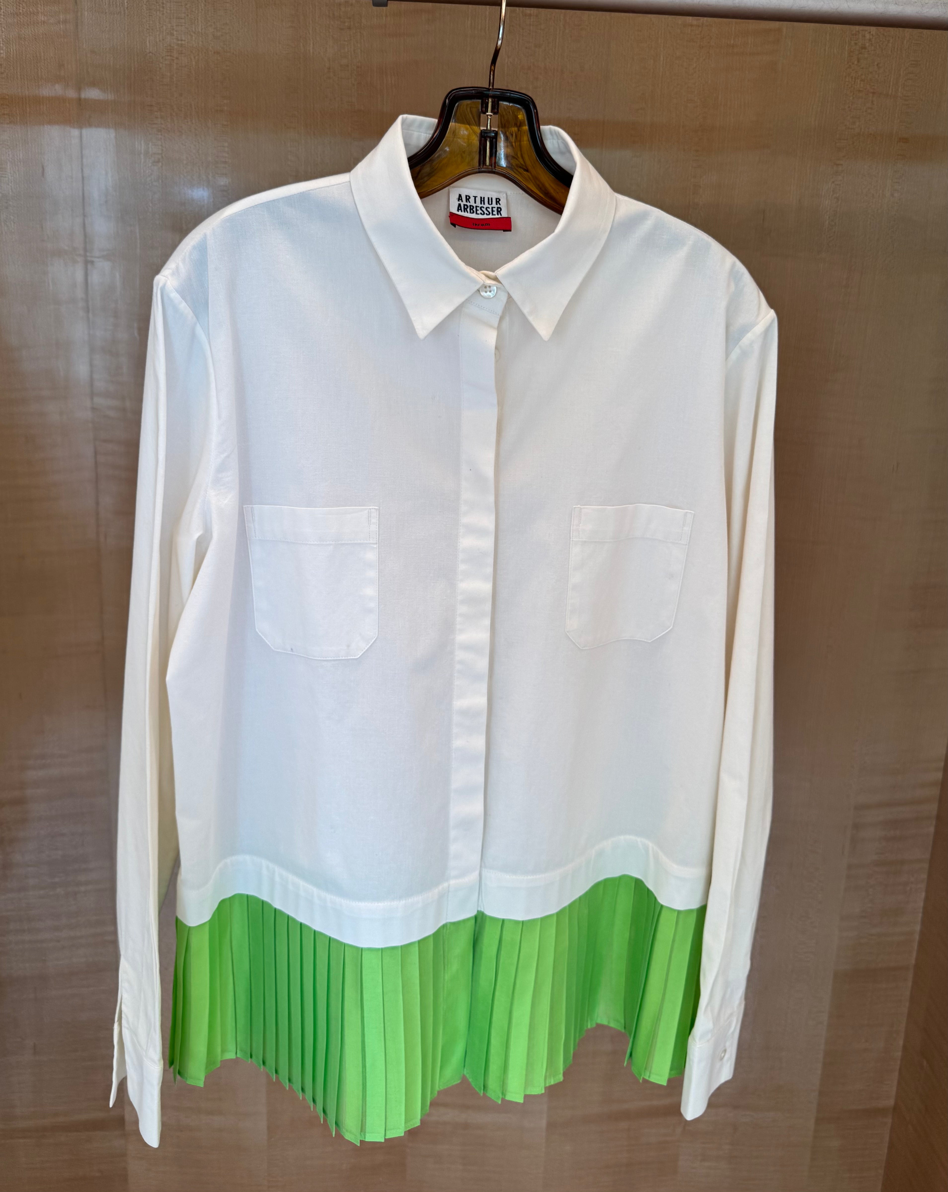 Shirt with Green Pleats