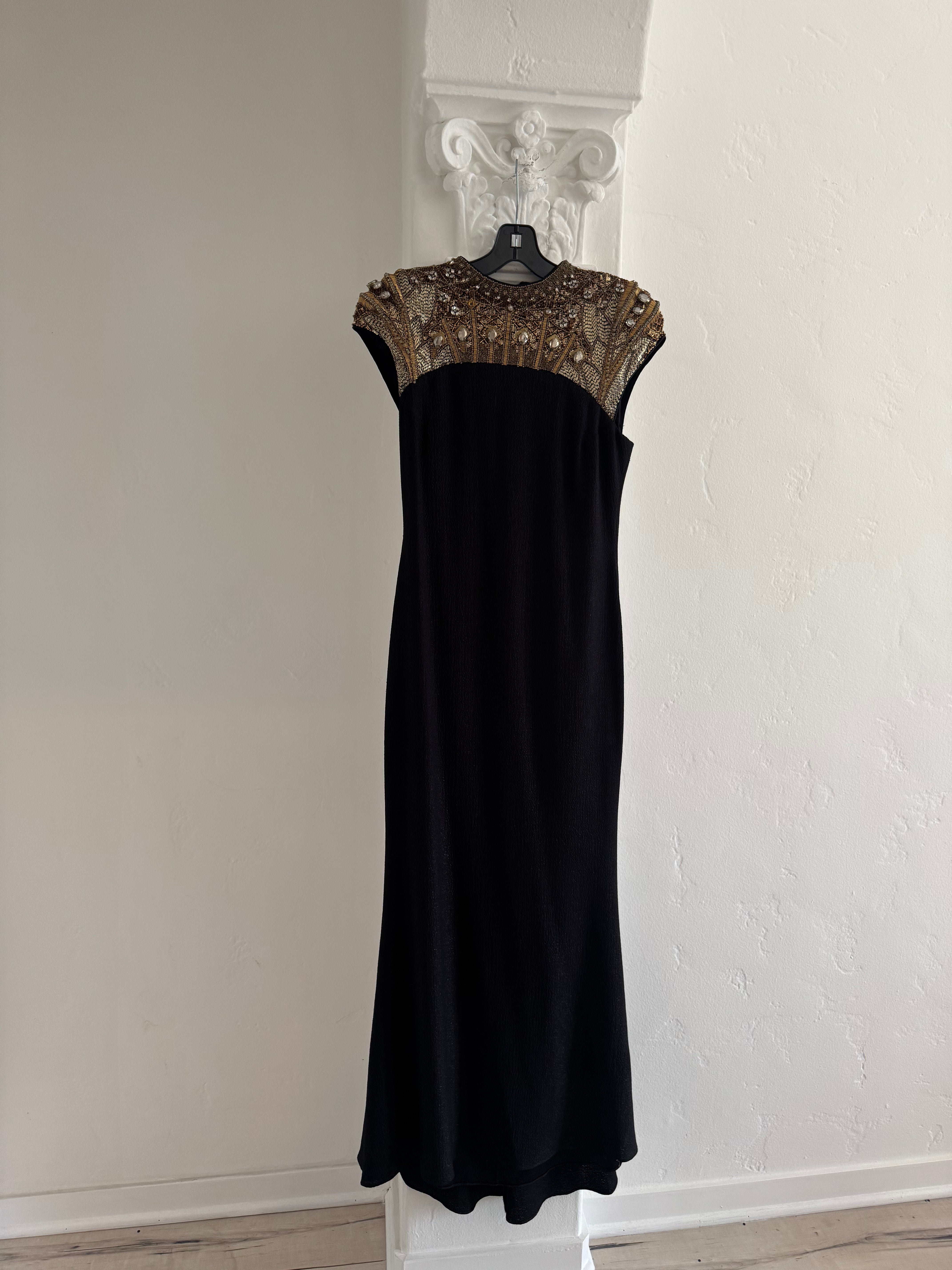Black Gown With Amazing Golden Beaded Embellishment