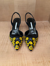 Carolyne Yellow Floral Embroidered Sling Back (40)