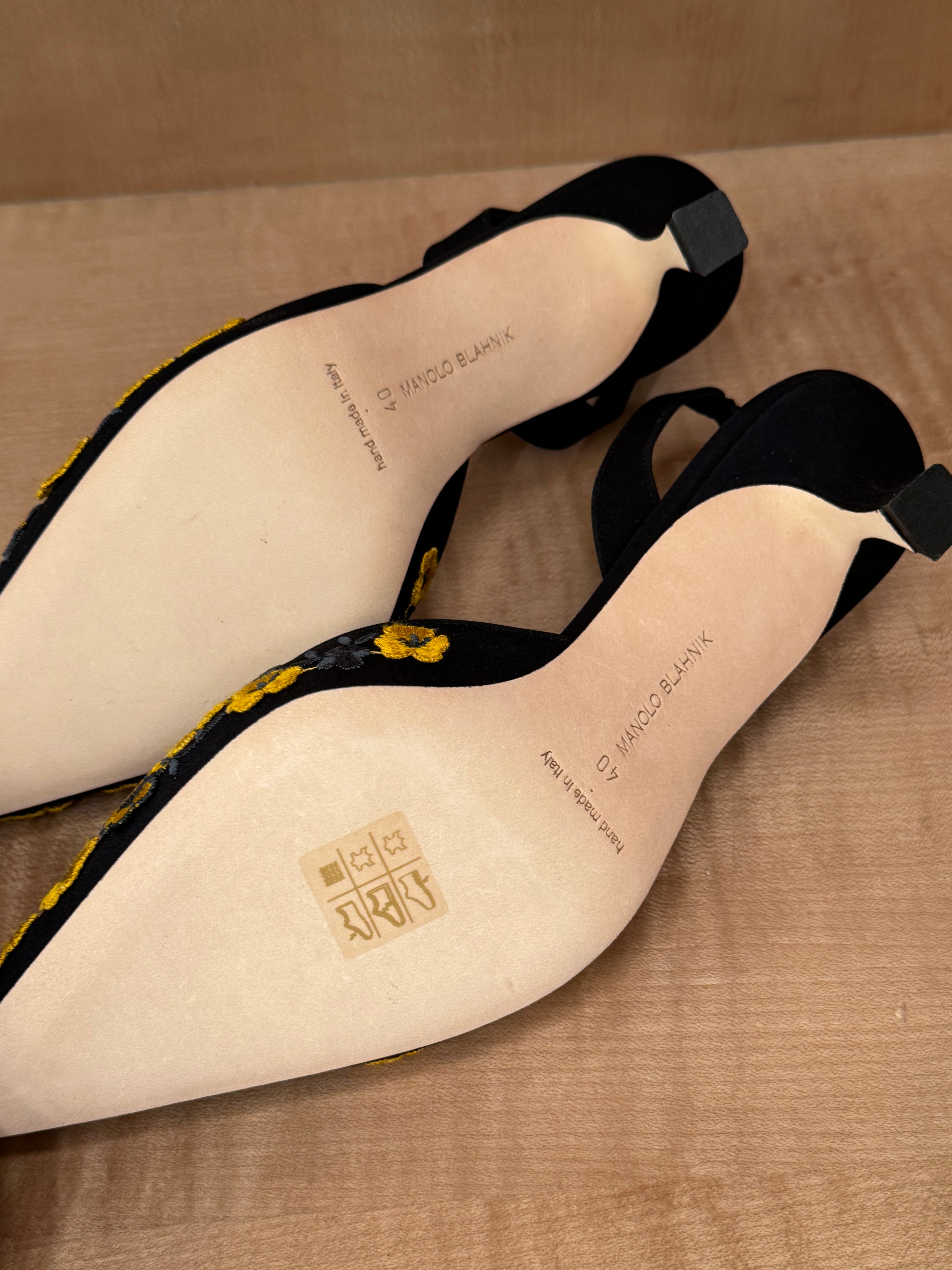 Carolyne Yellow Floral Embroidered Sling Back (40)