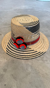 Straw Pom Pom Hat