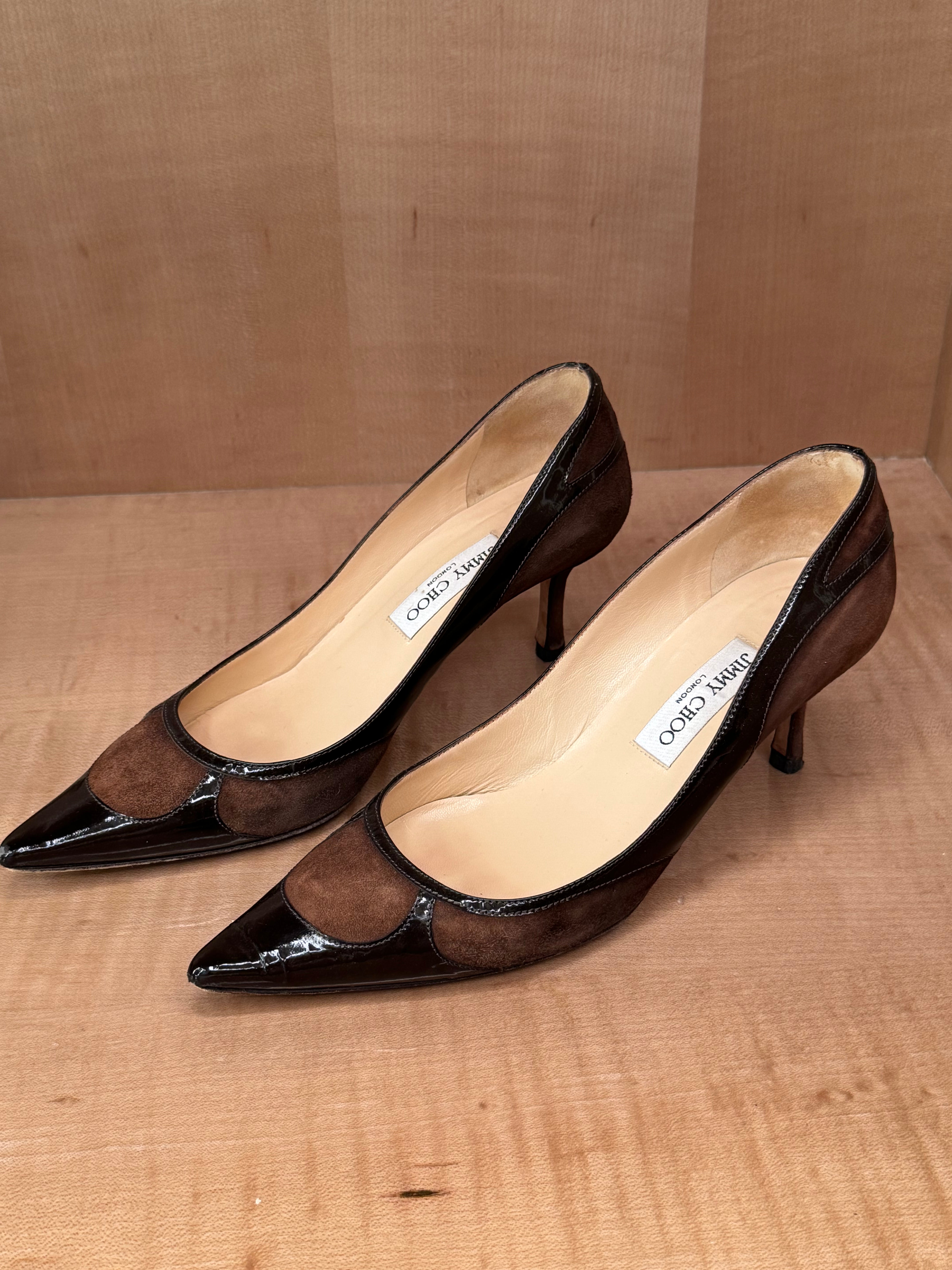 Brown Suede and Patent Leather Heels (39)