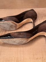 Brown Suede and Patent Leather Heels (39)