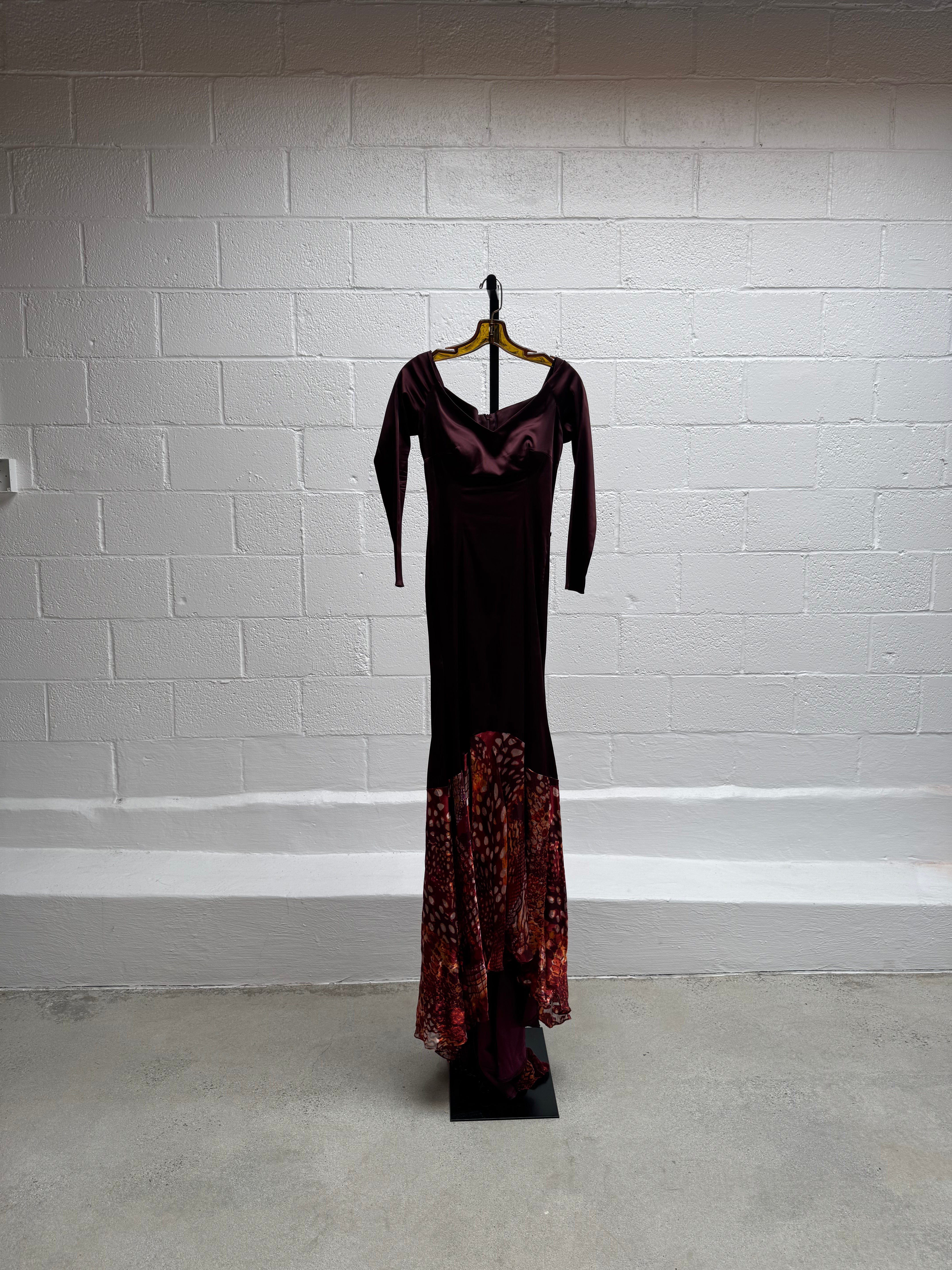 Vintage Gown with Fishtail Printed Train and Bust