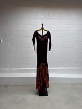 Vintage Gown with Fishtail Printed Train and Bust