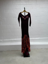Vintage Gown with Fishtail Printed Train and Bust