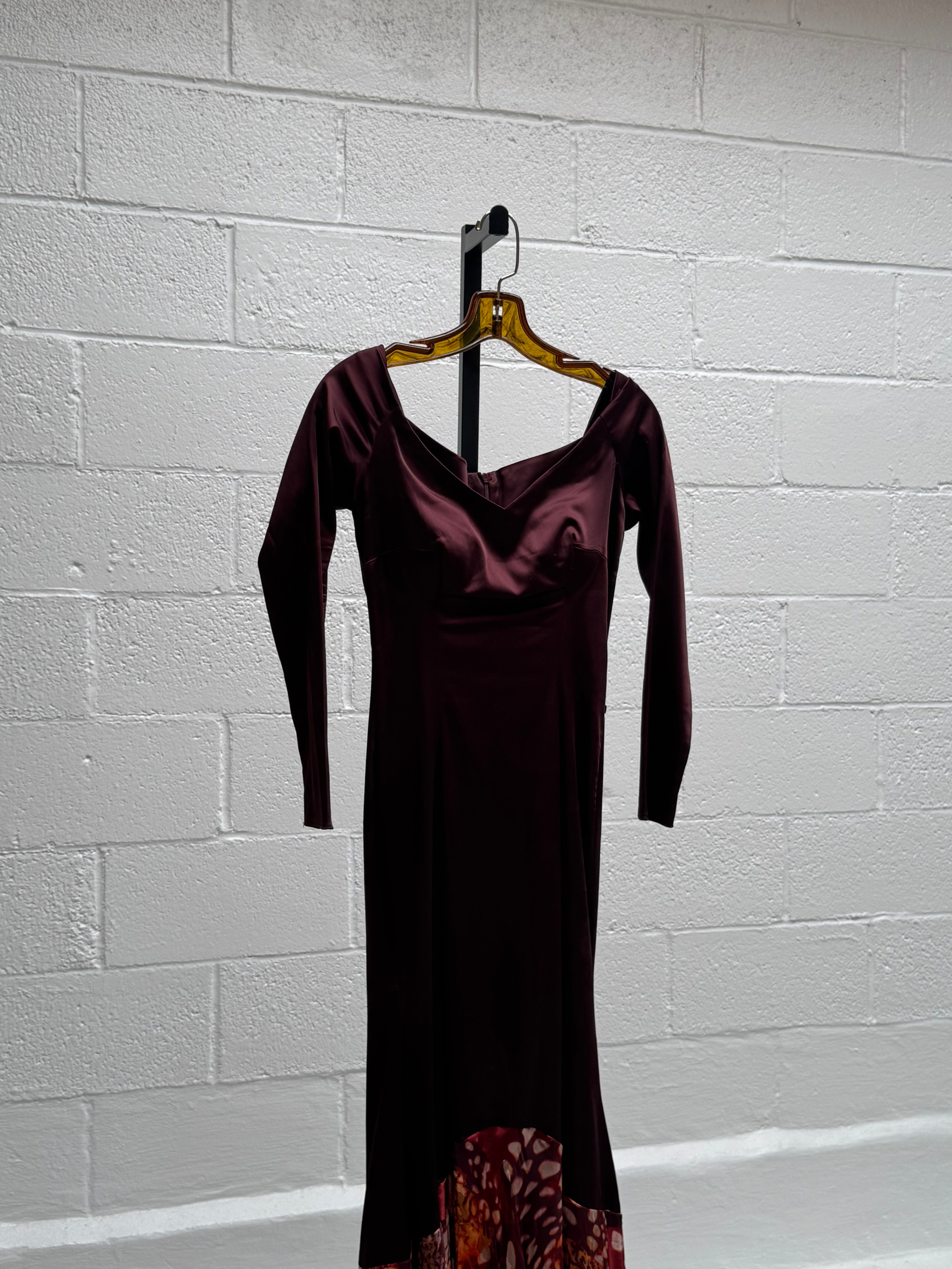 Vintage Gown with Fishtail Printed Train and Bust