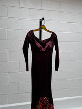 Vintage Gown with Fishtail Printed Train and Bust