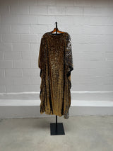 Custom Gold Sequins Caftan With Winged Sleeves