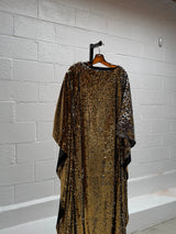 Custom Gold Sequins Caftan With Winged Sleeves