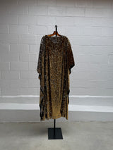 Custom Gold Sequins Caftan With Winged Sleeves