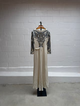 Long White Gown with Silver Beaded Detailing