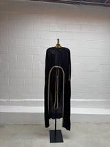 Black Silk Cape with Beading and Pants