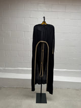Black Silk Cape with Beading and Pants