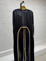 Black Silk Cape with Beading and Pants