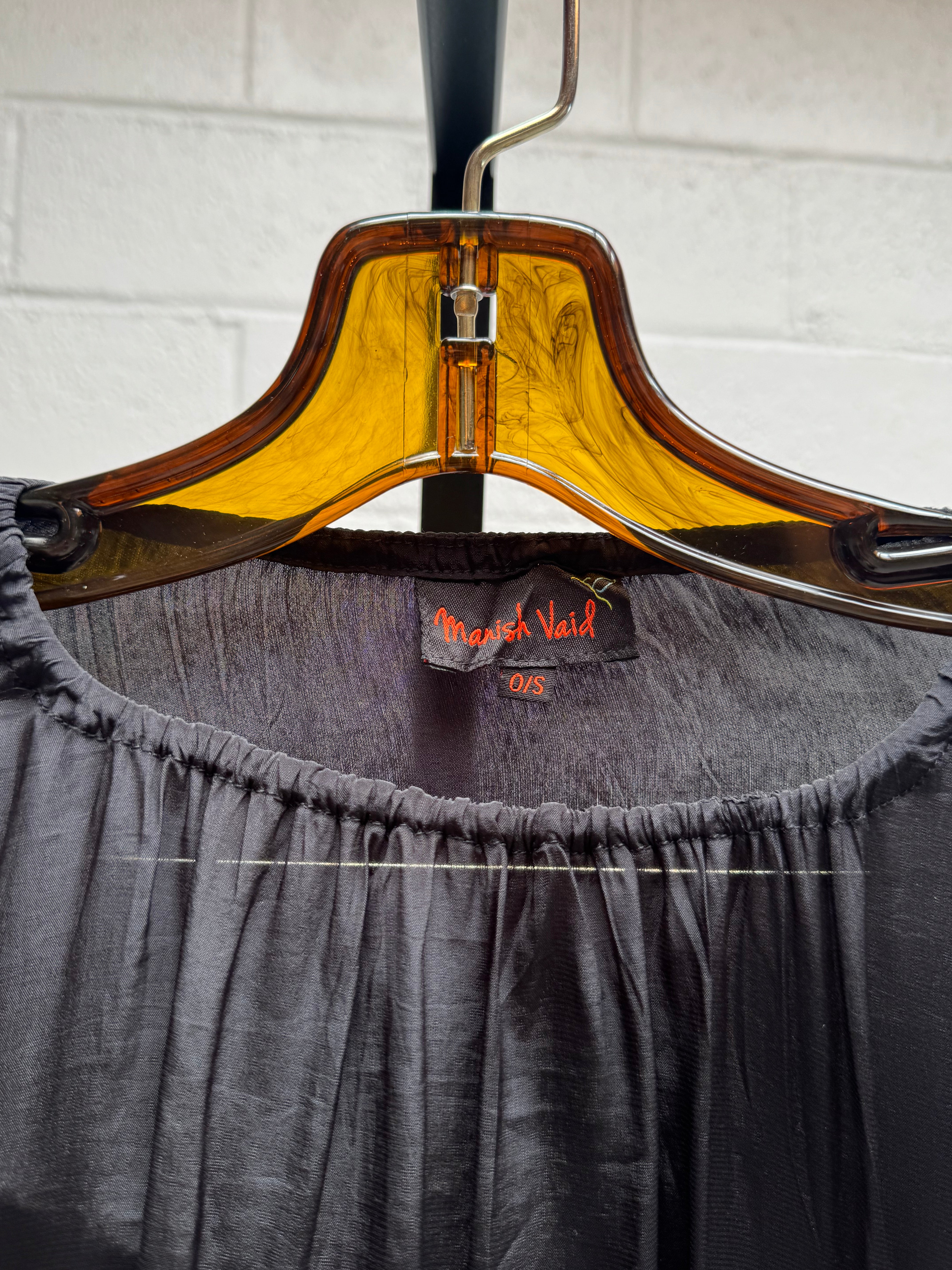 Black Silk Cape with Beading and Pants