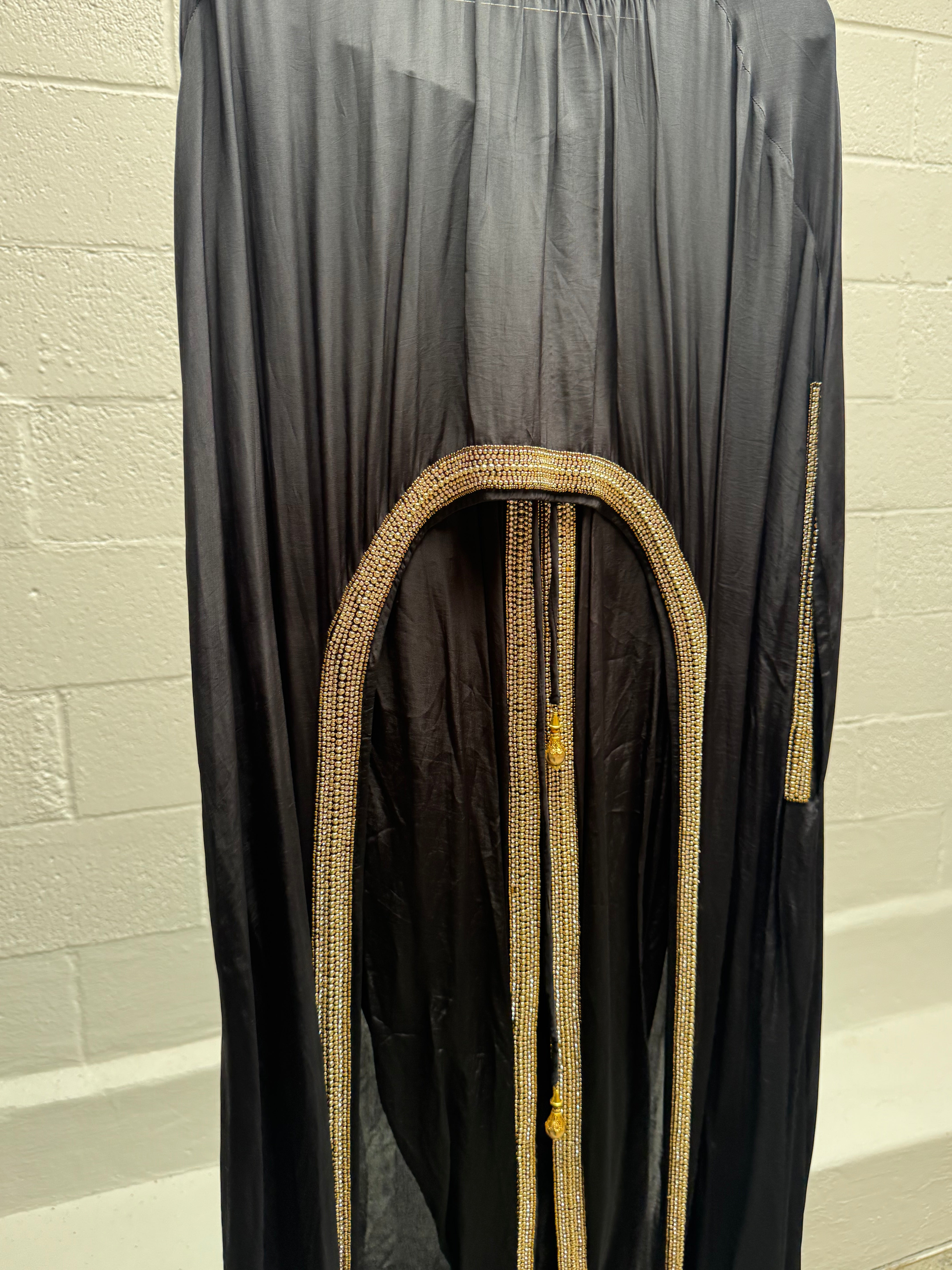 Black Silk Cape with Beading and Pants