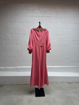 Pink Beaded Gown with Rhinestone Embellishment