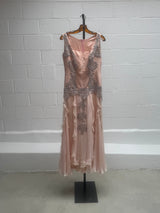Baby Pink and Silver beading Vintage Gown