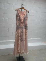 Baby Pink and Silver beading Vintage Gown