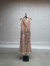 Baby Pink and Silver beading Vintage Gown