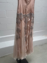 Baby Pink and Silver beading Vintage Gown