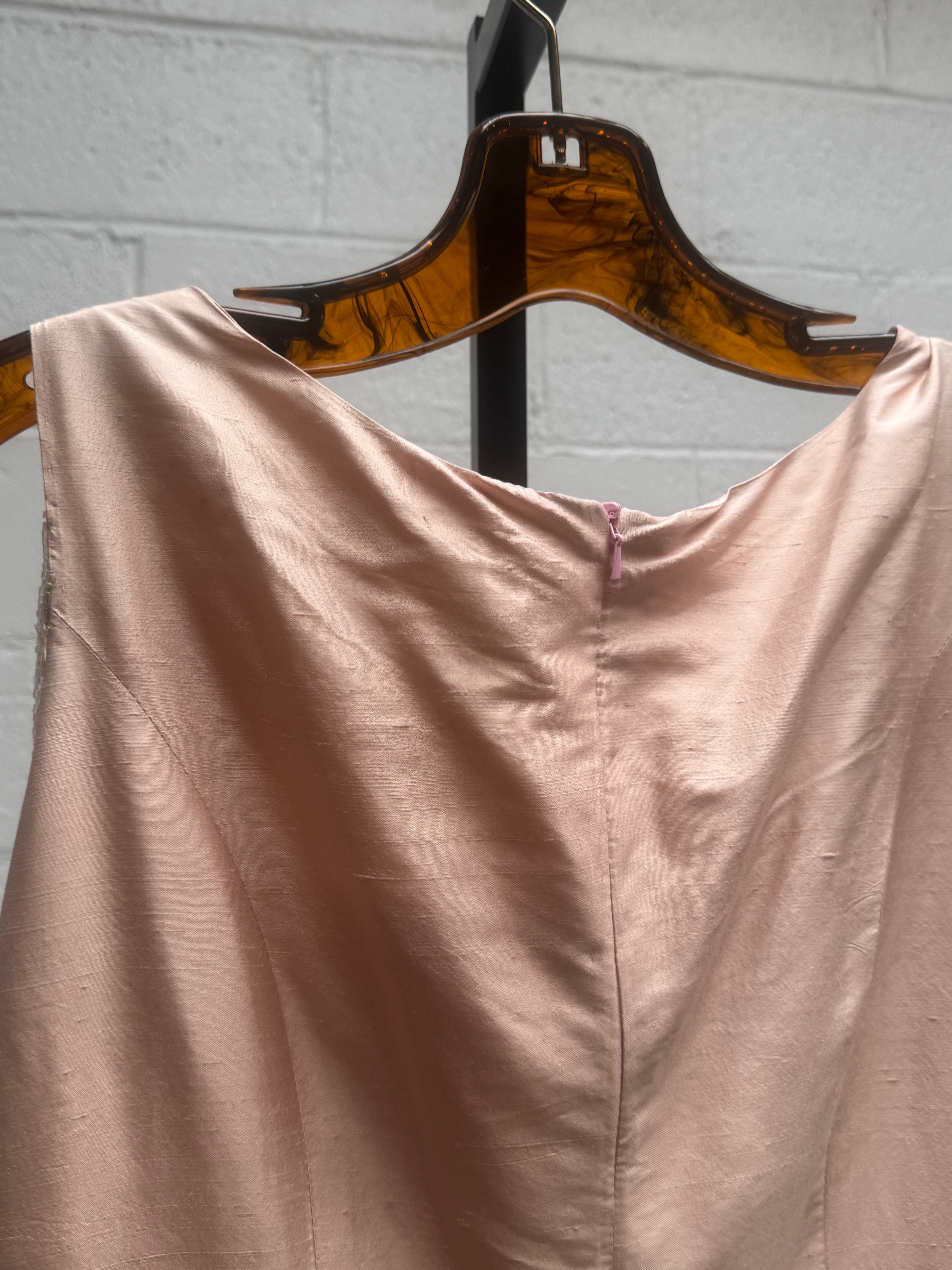 Baby Pink and Silver beading Vintage Gown