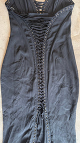 Vintage Dolce & Gabbana Lace-Up Black Midi Dress