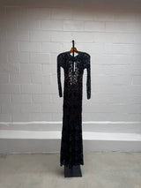 Backless Lace Dress with Cut Outs and Long Train
