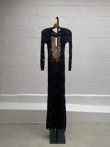 Backless Lace Dress with Cut Outs and Long Train