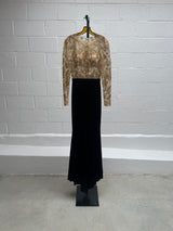 Gold Lace and Black Velvet Gown