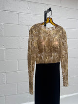 Gold Lace and Black Velvet Gown