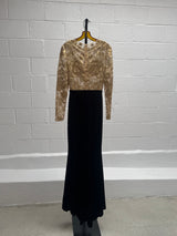 Gold Lace and Black Velvet Gown