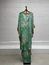 Aqua Caftan with Gold Thread