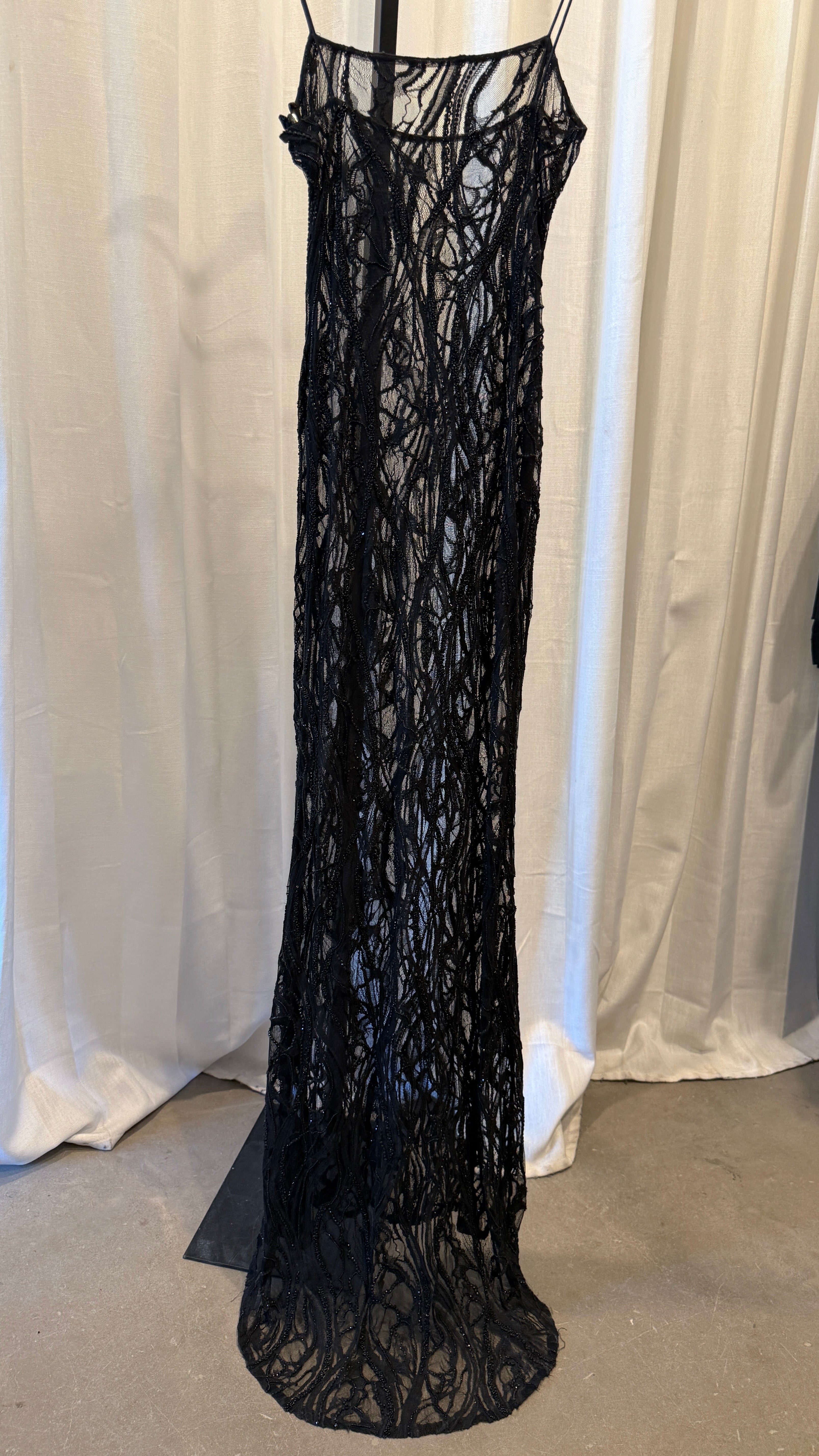 Black Lace Beaded Dress