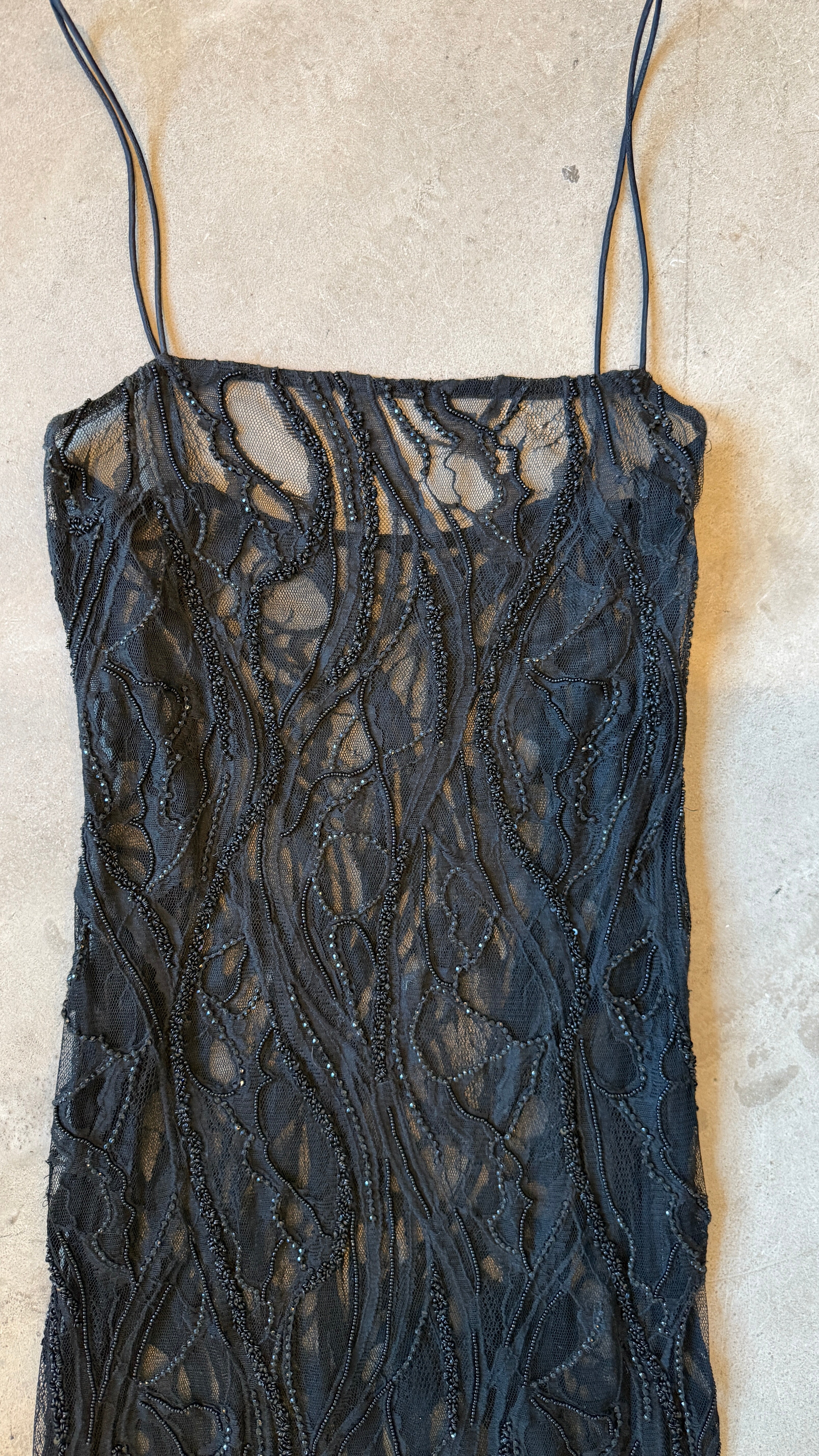 Black Lace Beaded Dress