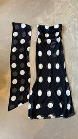 Polka-Dot Sheer Maxi Dress & Scarf Set
