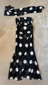Polka-Dot Sheer Maxi Dress & Scarf Set