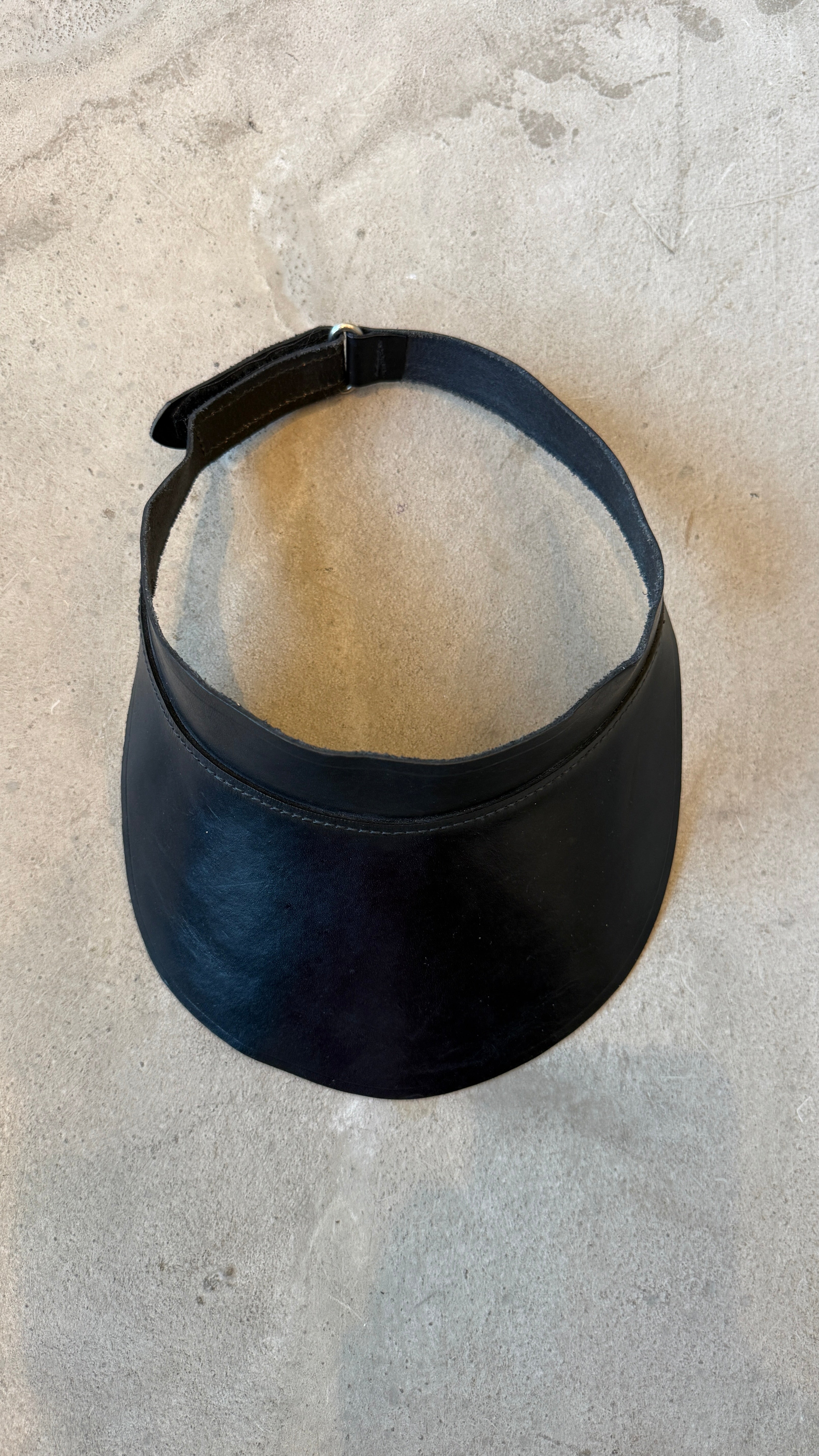 Black Leather Custom-Made Visor Hat