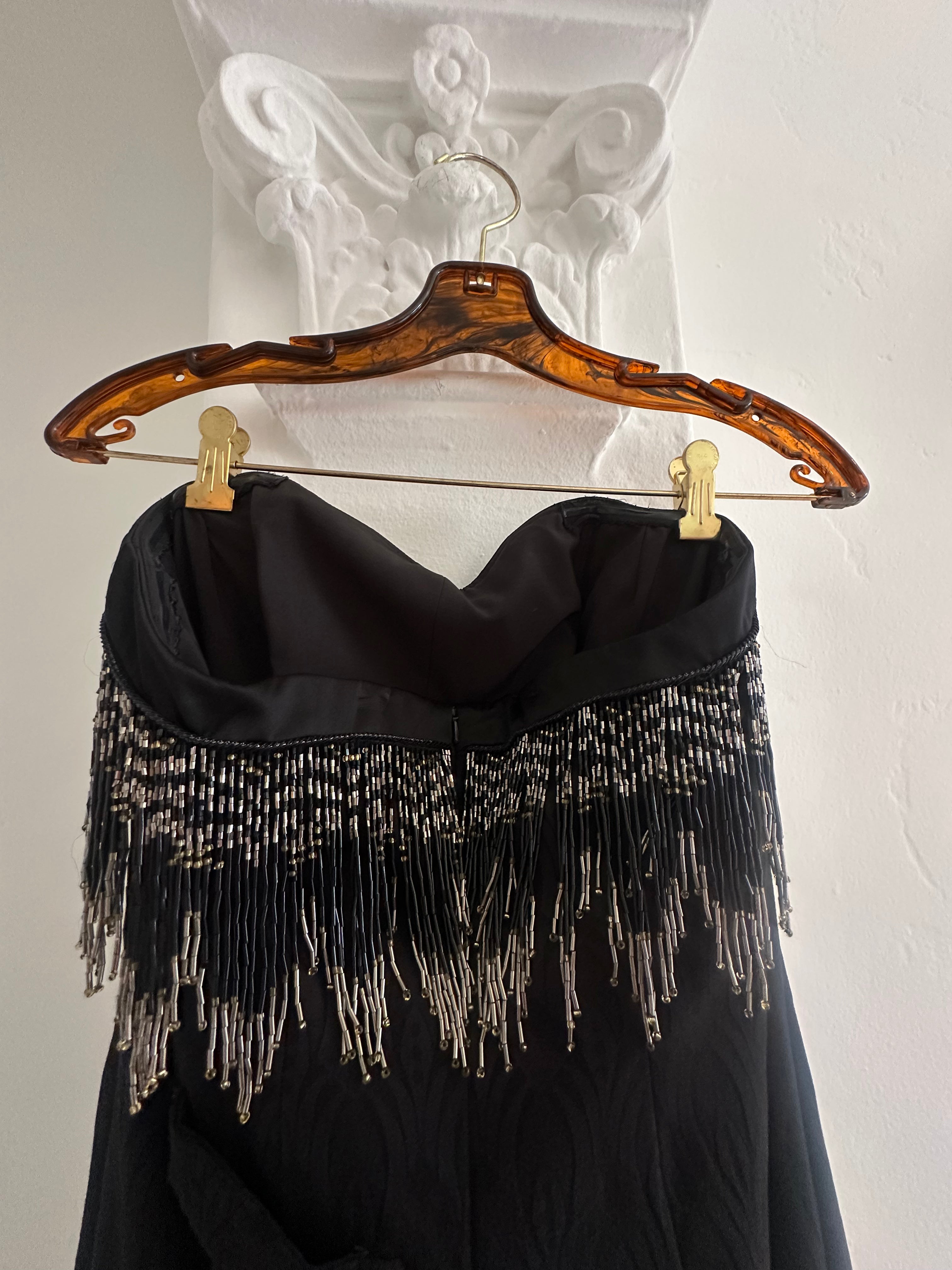 Strapless Black Mermaid Maxi Dress with Decorative Bodice (10)