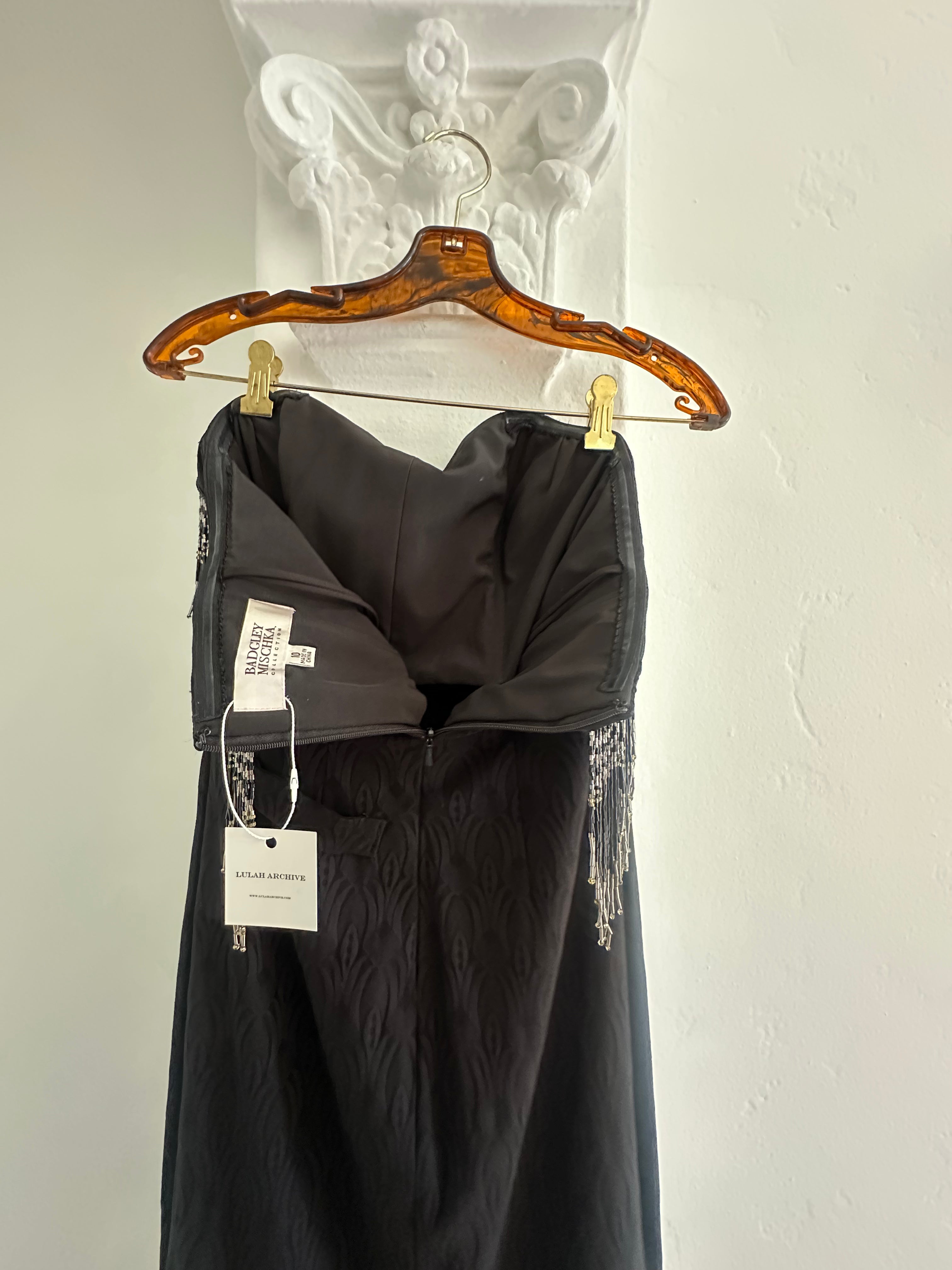 Strapless Black Mermaid Maxi Dress with Decorative Bodice (10)