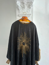 Black Kaftan with Intricate Sunburst Embroidery