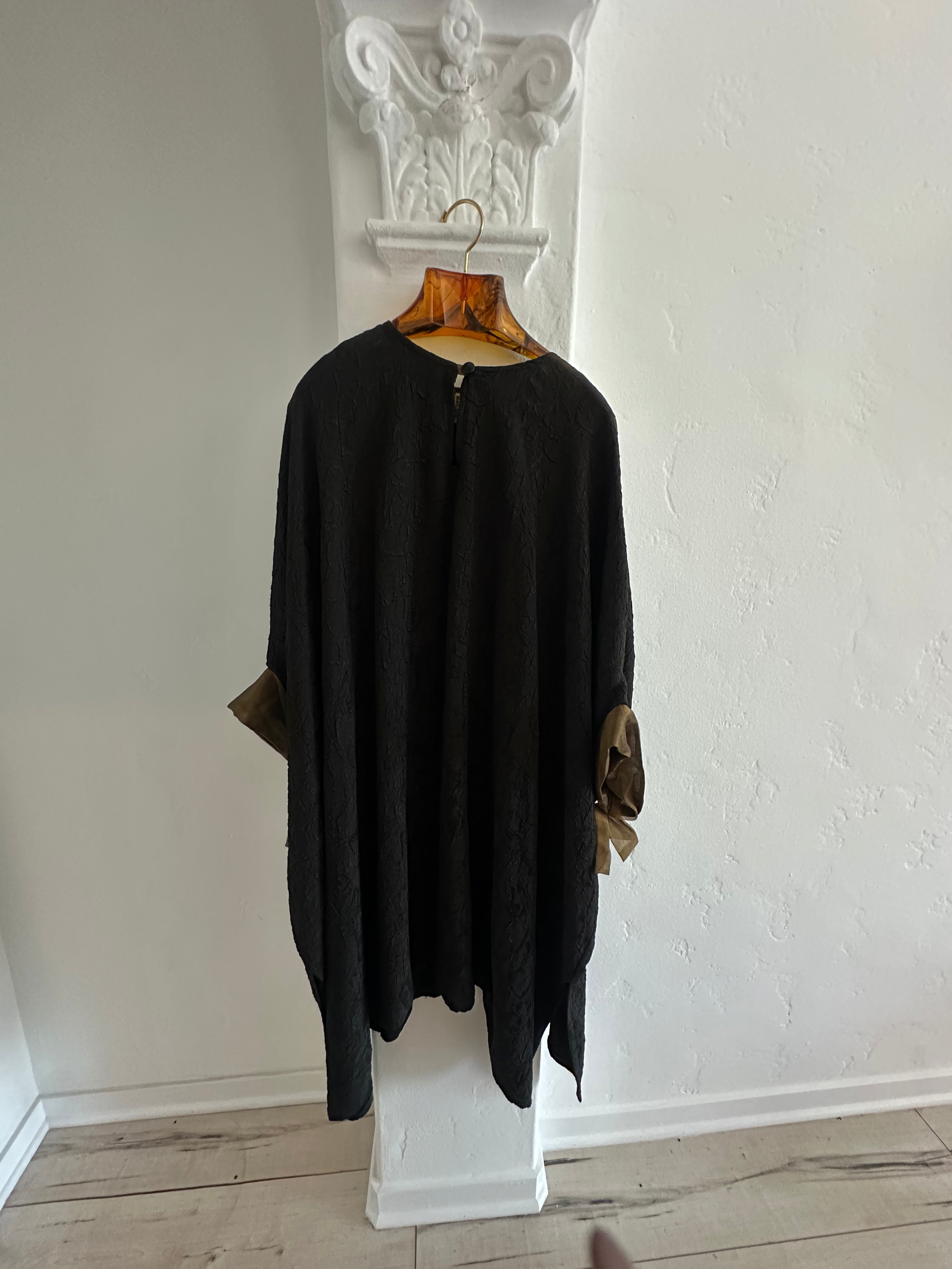 Black Kaftan with Intricate Sunburst Embroidery