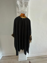 Black Kaftan with Intricate Sunburst Embroidery